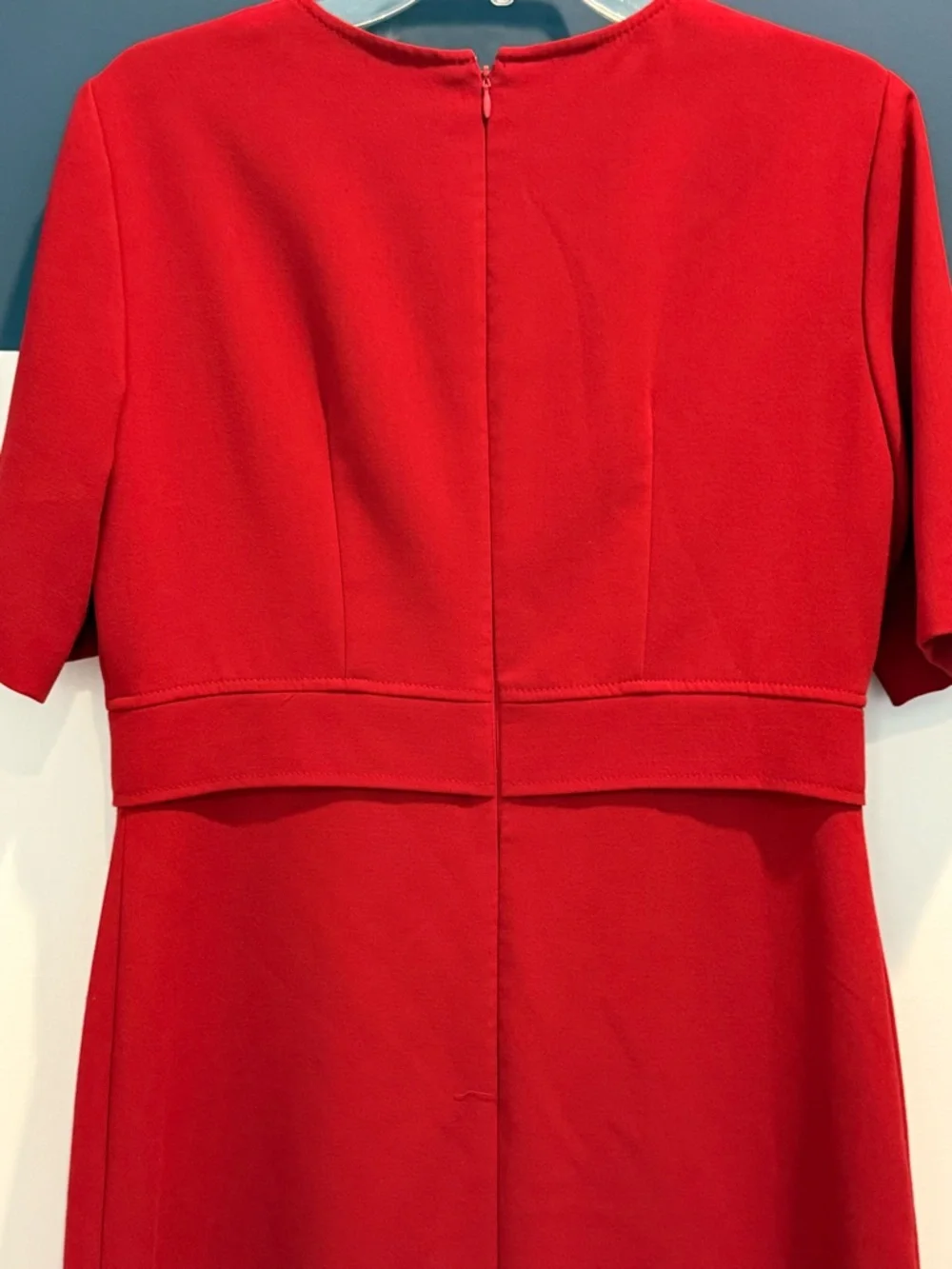 Tahari ASL Scarlet Red Short Sleeve Sheath Mini Dress Size 8 - Picture 4 of 7